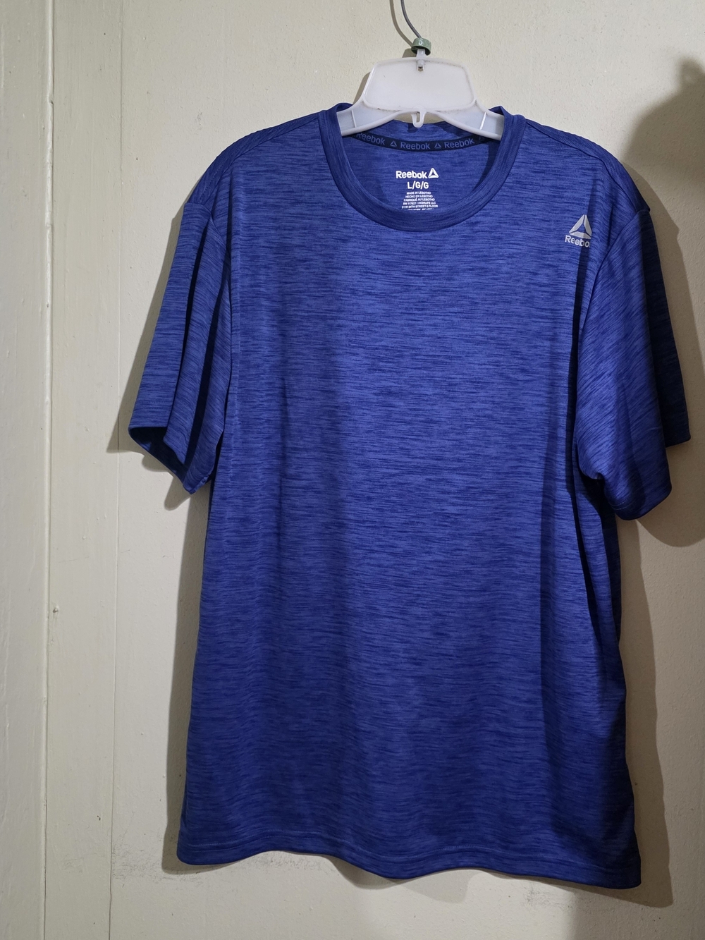Reebok Men’s Short Sleeve Athletic Tee in Royal Blue Heather Size L